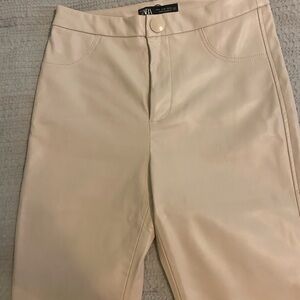 ZARA Cream Faux Leather Pants